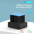 Sports Camera Triple Battery Charger for Gopro Hero 9 Cell Power Adapter Dock
