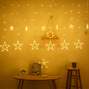 LED Curtain String Light 8Mode Star Moon Plug Night Light  (EU Warm Light) A