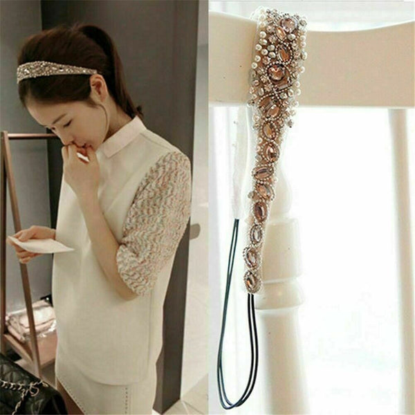 Women Lady Lace Hairband Rhinestone Crystal Headband Elastic Head Piece R2P Nice
