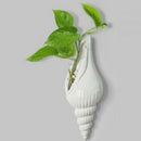White Ceramic Pottery Sea Shell Conch Flower Vase Home Wall Hanging Decor