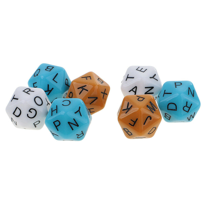 Pack of 7 20-sided D20 English Letters Dices for Party Outdoor Game RPG 16mm