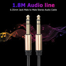 1.8m Nylon Braided 6.35mm Stereo Male to Male Cable 6.5mm Jack Audio Cable