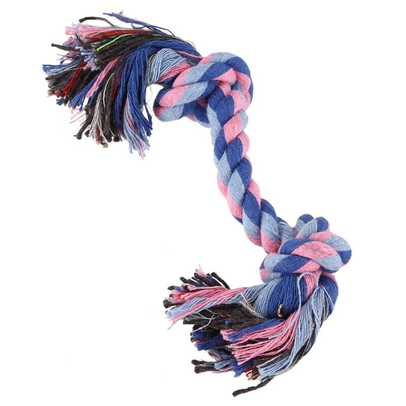 Family Dogs Pets Multicolor Braided Rope Bone Chewing Bone Tug Toy18cm Leng D4P5