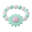 Flower Bracelet Rattle Elastic Silicone Beads Bangles Baby Teether (Green) A