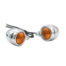 1 Pair Mini Retro Motorcycle Turn Signal Lights Motorbike Blinkers (Chrome)