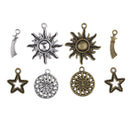 80PCS Hollow Out Star Moon Sun Shape Pendants Bracelets Necklace Jewelry DIY