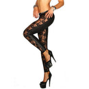 Womens Black Vine Sheer Stretchy Floral Lace Leggings Tight Pencil Pants ME