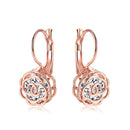 Hollow Flower Zircon Hook Earrings Copper Plated Necklace Women Jewelry Set