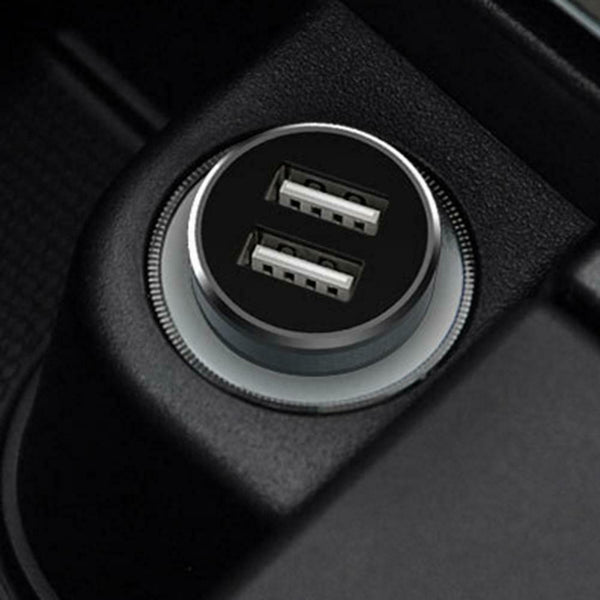 5V 2.4A Aluminum Alloy Dual USB Car Charger Power Adapter for Phones Tablet #JT1