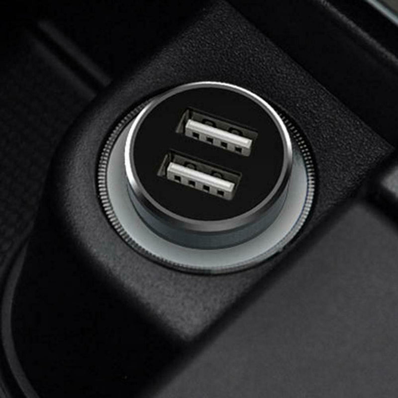 5V 2.4A Aluminum Alloy Dual USB Car Charger Power Adapter for Phones Tablet