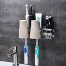 Stainless Steel Toothbrush Holder Toothpaste Stand Rack Adhesive Bathroom O