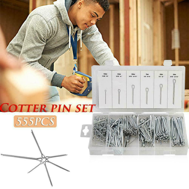 555pcs/Set Stainless Steel Split Pins Clevis Cotter Pin Fasteners Parts Tool Kit