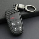 Carbon Fiber Key Fob Chain Ring Case Keychain Accessories For Jeep Dodge Chrysle