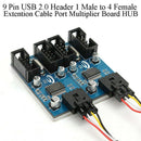 9Pin USB 2.0 Header 1 Male to 4 Female Extention Cable Port Board HUB Multiplier