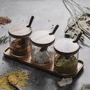 Creative Transparent Glass Kitchen Spice Jar Three-Piece Seasoning Storage
