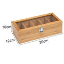 Bamboo System Tea Bag Jewelry Organizer Storage Box 5 Compartments Tea Box