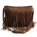 Fringe Tassel Faux Suede Shoulder Messenger Bag Women Handbag Brown