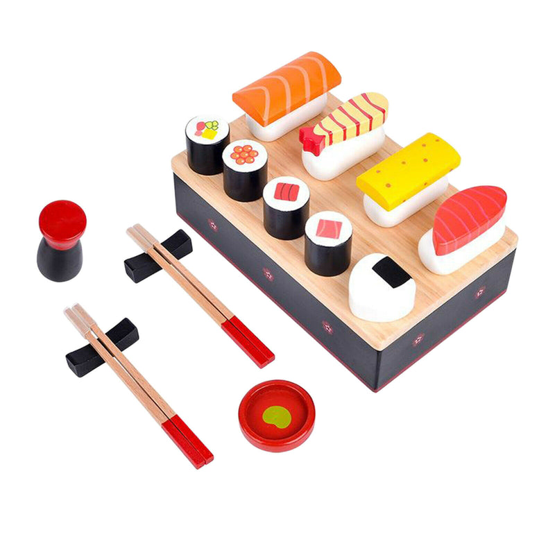 Realistic Food Sushi Selection Slicing Wooden Play Set Kitchen Food Toys