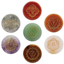 7 Round Pieces Crystal Palm Reiki Energy Engraved Stones