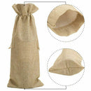 Linen Wine Bags with Drawstring, 13.8 inch x 5.9 inch (Pack of 10)