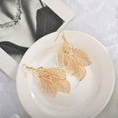 Women's National Retro Earrings Hollow Multi-layer Leaf Earrings C2H9 Y6E0