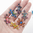 10x Mixed Colour Lots Gecko Charm Connector 35*17mm DIY Necklace Bracelet Making