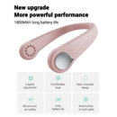 Pink Bladeless Hanging Neck Fan USB Wearable Headphone Design for Outdoor