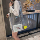 Women's Large Shopping Transparent  Handbag Beach Bag Clear Tote Shoulder Bag