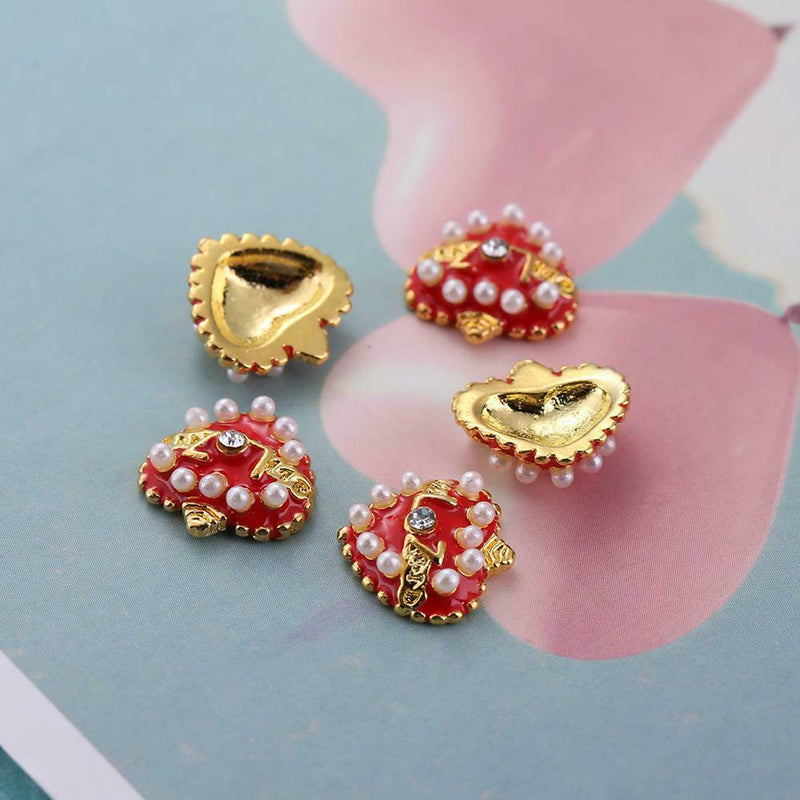 5pcs Romantic Rhinestones Love Heart Nail Art Charms DIY Valentine Manicure