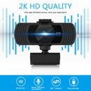 C6 4MP 2K HD Web Camera Video Online Conference Pickup Microphone USB Webcam