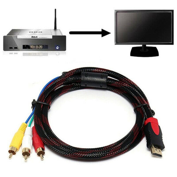 US 5Ft HDMI To 3-RCA Video Audio AV Component Converter Adapter Cable For H D5W2