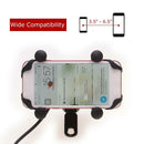 Motorcycle X Type Mobile Phone Metal Holder with 2A USB Charger Rearview Mirror