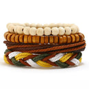 4pcs DIY Handmade Braided Rope Bracelet Retro Beads Bangles Jewelry Gift