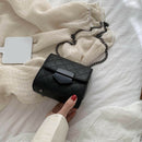 Women PU Leather Messenger Bag Chain Small Shoulder Satchel Bags (Black)
