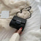 Women PU Leather Messenger Bag Chain Small Shoulder Satchel Bags (Black)