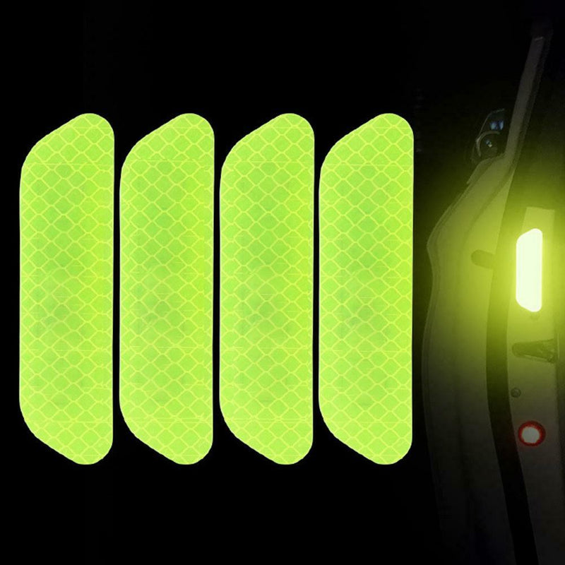 4pcs Open Car Door Stickers Warning Mark Reflective Strips Tapes (Green) A