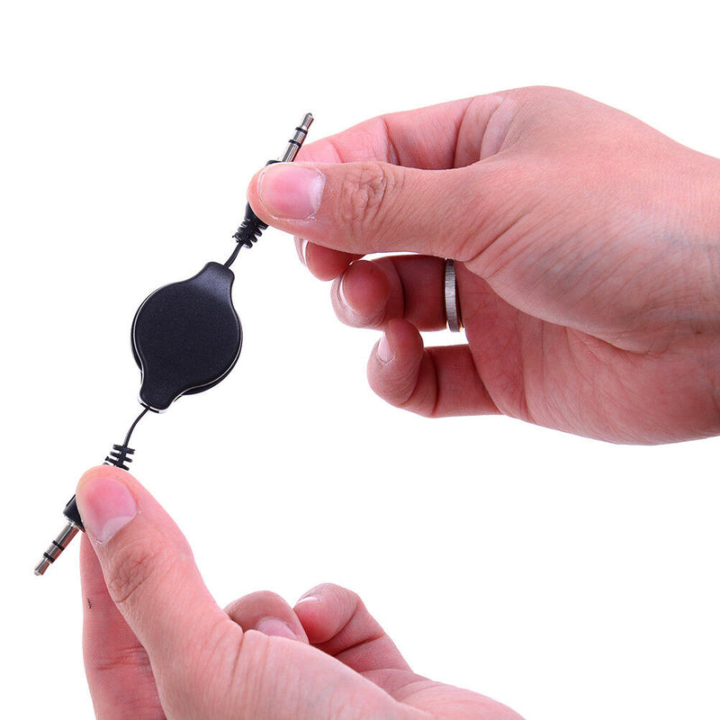 3.5mm Cable aux retractable auxiliary cord for car MP3 black 3C