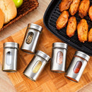 Stainless Steel Seasoning Condiment Jar Glass Spice Pepper Salt Shakers Bar