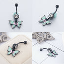 Fashion Butterfly Button Body Piercing Navel Ring Stainless Steel Jewelry
