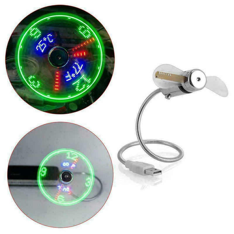 1* USB fans Mini Time and Temperature Display Creative Gift with LED Light Z3E7