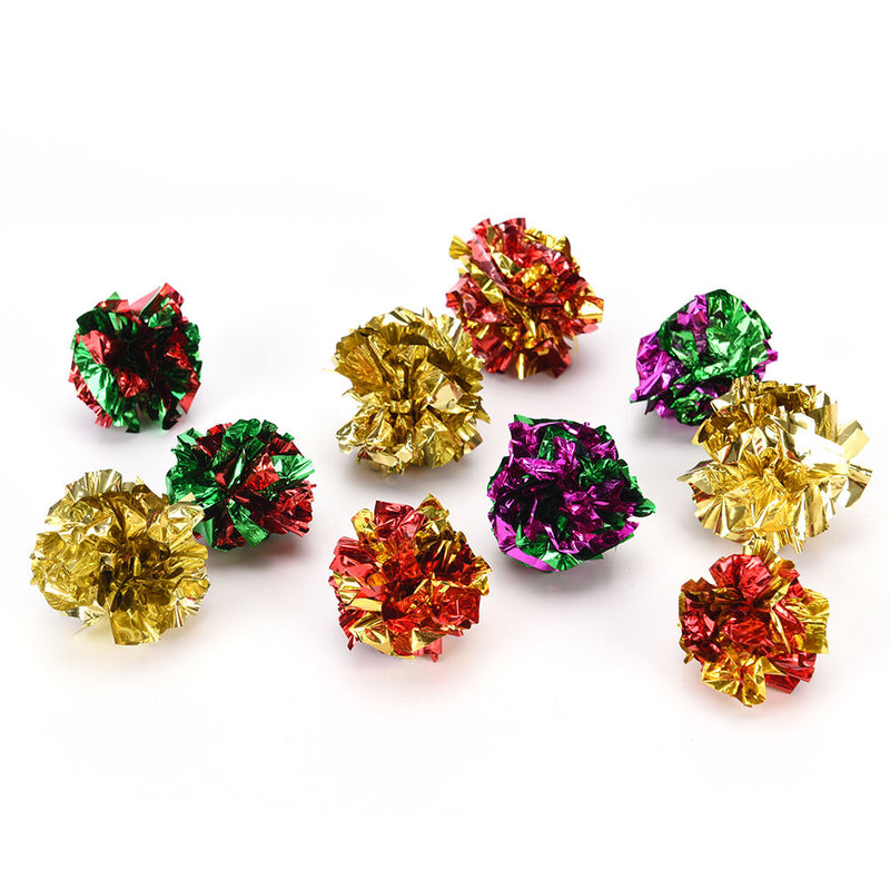 10pcs mylar crinkle balls interactive sound ball cat toys funny 3C