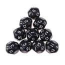 10pcs/Set For TRPG Game   D&D 16 Sided Acrylic Dice Black