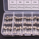 100Pcs Set Quick Blow Glass Tube Fuse Assorted Kit Fast-blow Glass Fuses HPL