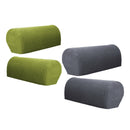 Set of 4 x Stretch Flannel Sofa Armrest Slip Covers Protectors Gray & Green