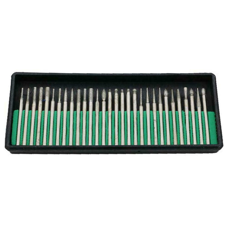 30pcs Diamond Grinding Heads Burr File Rotary Tool Jade Carving Drill Bit