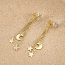 2021 Crystal Star Moon Long Tassel Chain Earrings Women's Drop Dangle Jewelry US