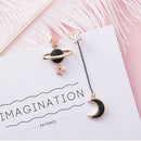 Fashion Star Moon Drop Earrings Asymmetric Universe Planet Long Dangle Earrings