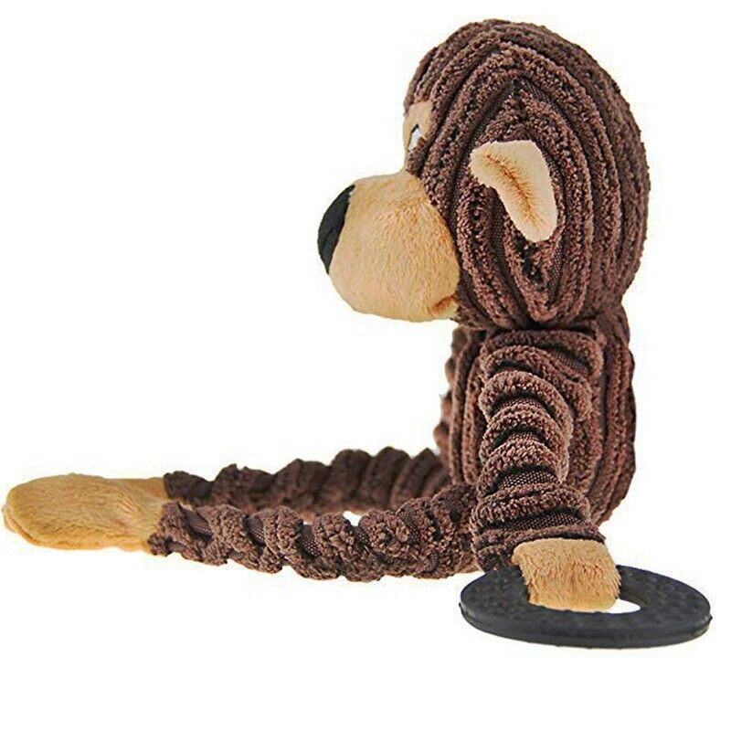 Funny Pet Dog Toys Chew Squeaky Toys Chewing Sound Molar Bite Monkey Shape  H1E9