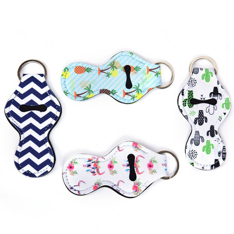 Waterproof Neoprene Floral Lipstick Chapstick Lip Balm Holder Bag Key Ch_AUA Bj