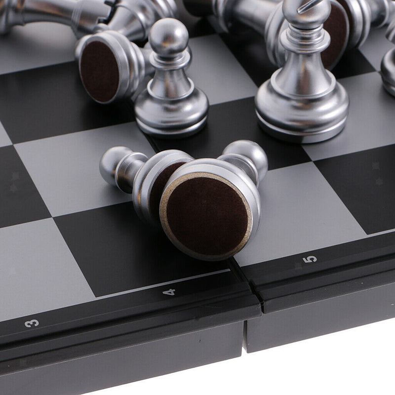 Portable Chess Folding Magnetic Board Chess Pieces Game Set DIY Kids Intelligent